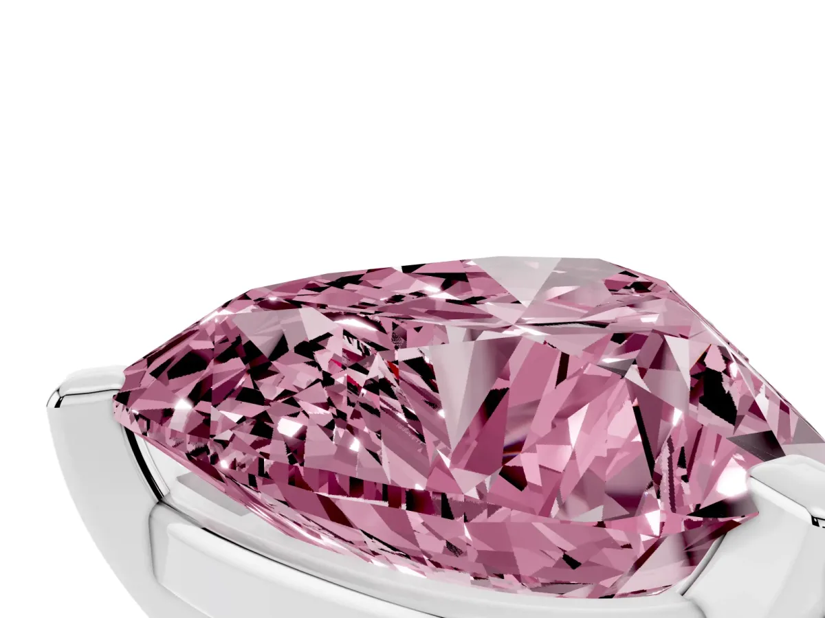 Fancy Pink Heart Cut Diamond Solitaire Ring with Prong Setting and Classic Band Silver
