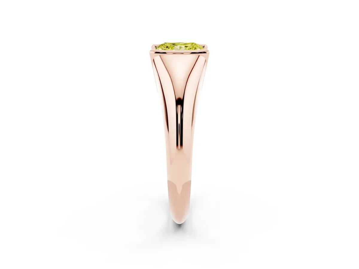 Fancy Yellow Princess Cut Solitaire Tension Set Diamond Ring Rose gold