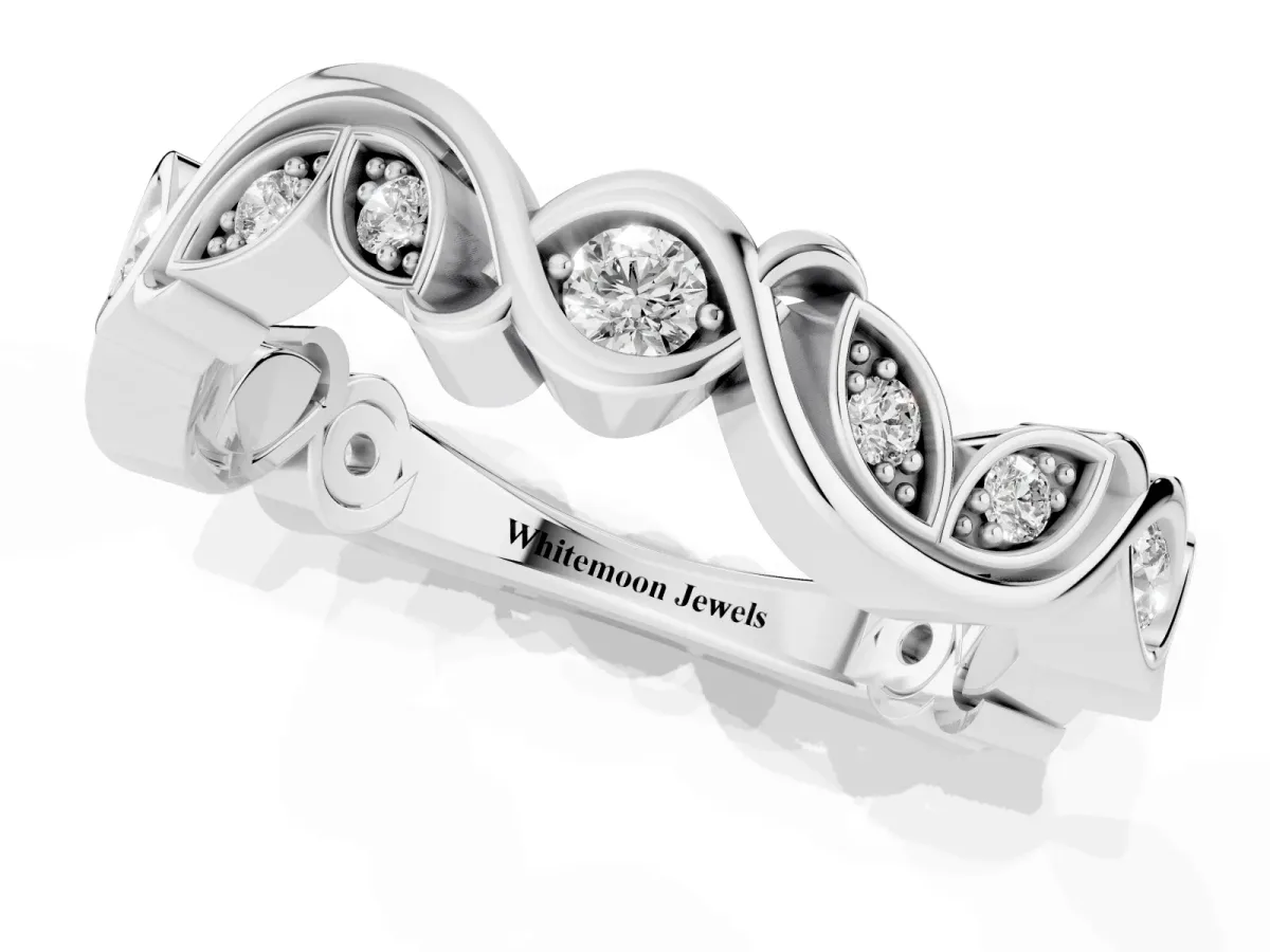 Marquise and Round Diamond Infinity Eternity Band with Bezel Setting White gold