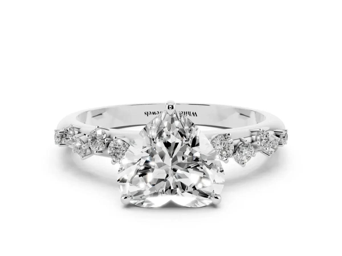 Heart Cut Diamond Cluster Prong-Set Solitaire Ring Platinum