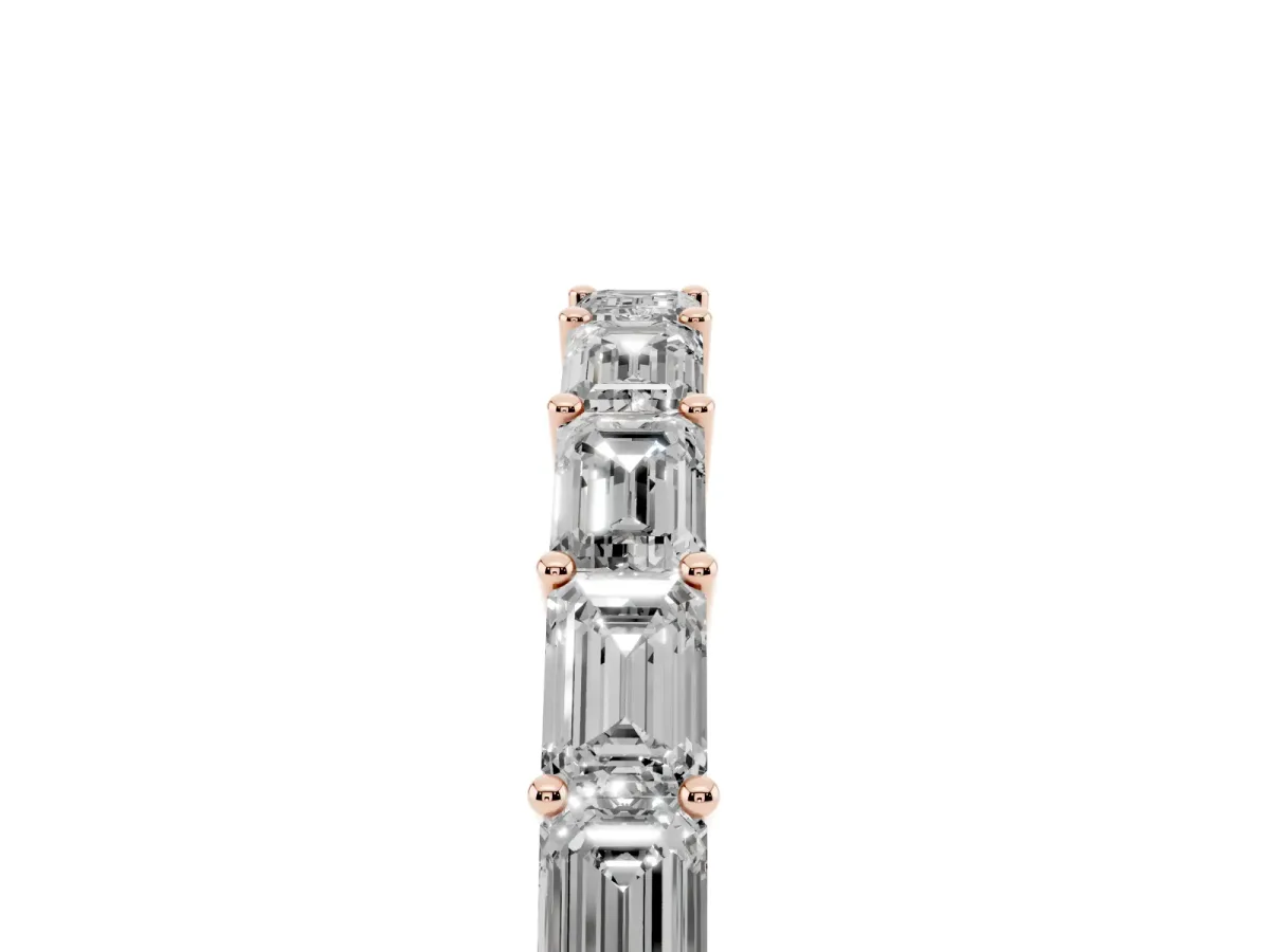 Emerald Cut Diamond Single Row Wedding Band Rose gold