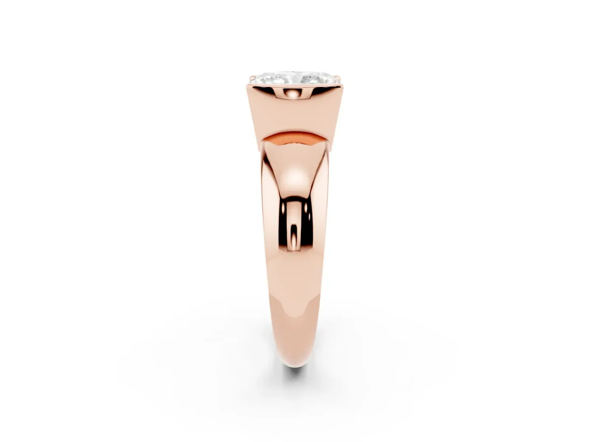 Radiant Cut Solitaire Tension Set Diamond Ring with Wide Band Rose gold