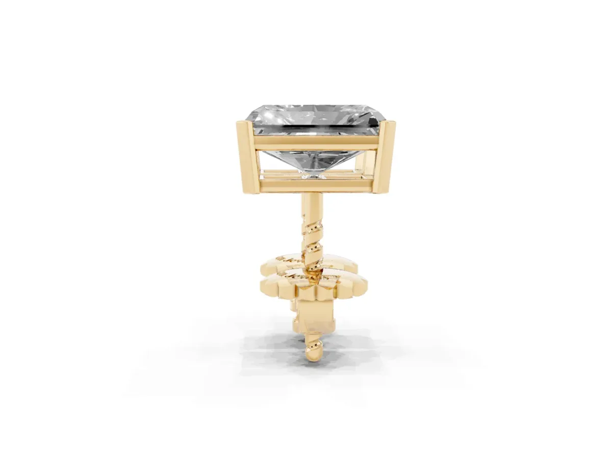Radiant Cut Diamond Stud Earrings Yellow gold