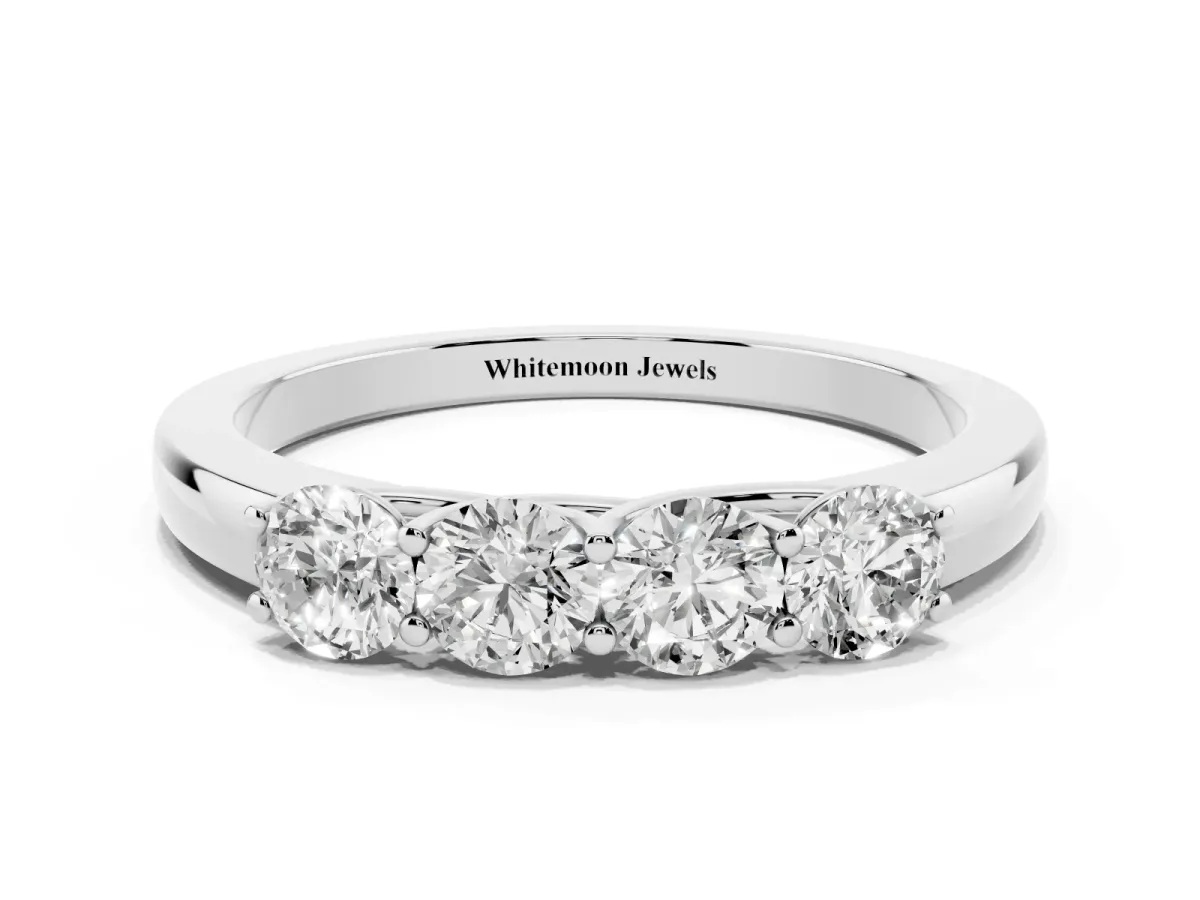 Four-Stone Round Diamond Prong-Set Band White gold