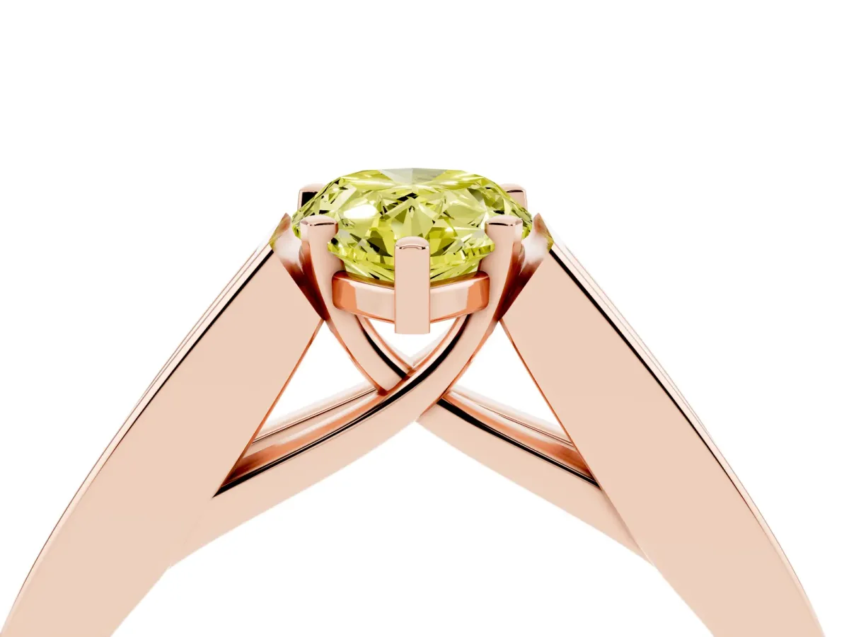 Fancy Yellow Pear Cut Cut Channel Set Solitaire Ring with Four-Prong Setting Rose gold
