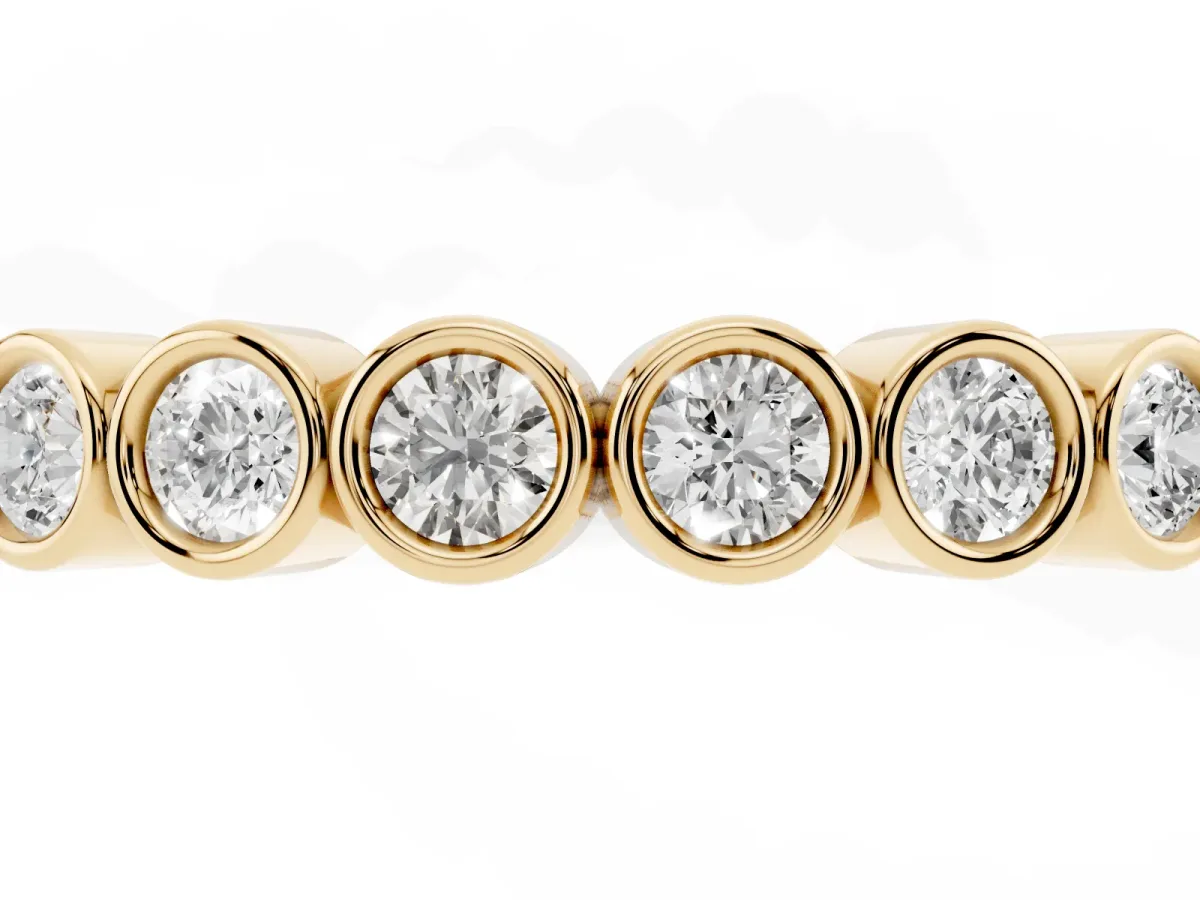 Bezel Set Round Diamond Eternity Band Yellow gold