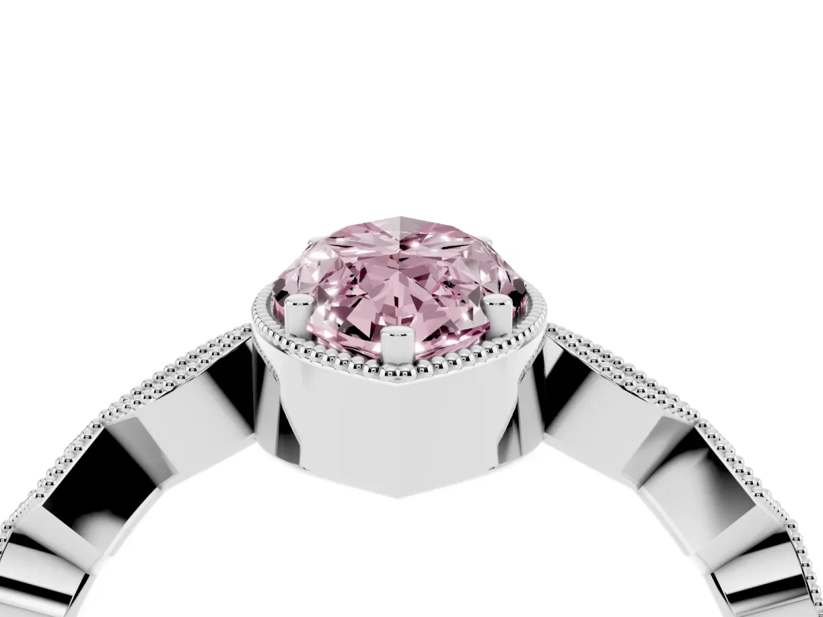 Fancy Pink Marquise Cut Milgrain Marquise Diamond Twist Band Ring Silver