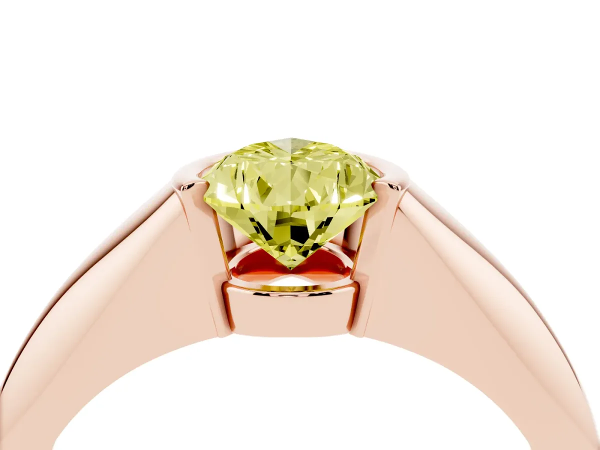 Fancy Yellow Pear Cut Solitaire Tension Set Diamond Ring Rose gold