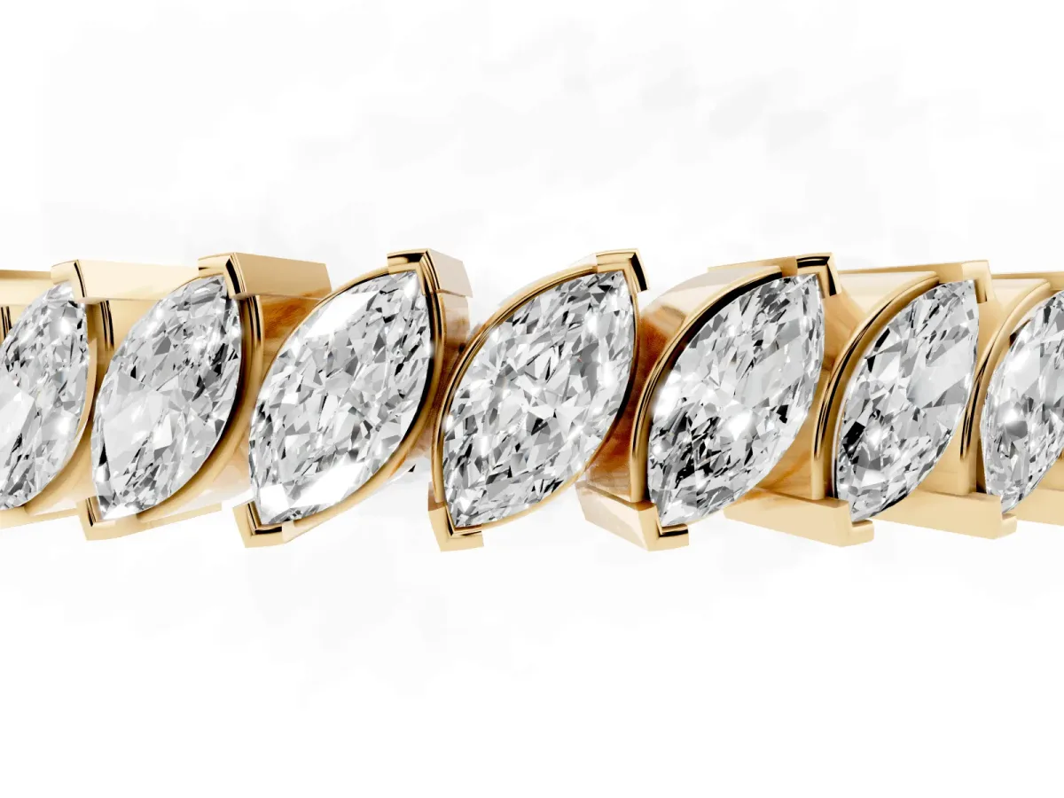 Marquise Diamond Shared Prong Full Eternity Band Yellow gold