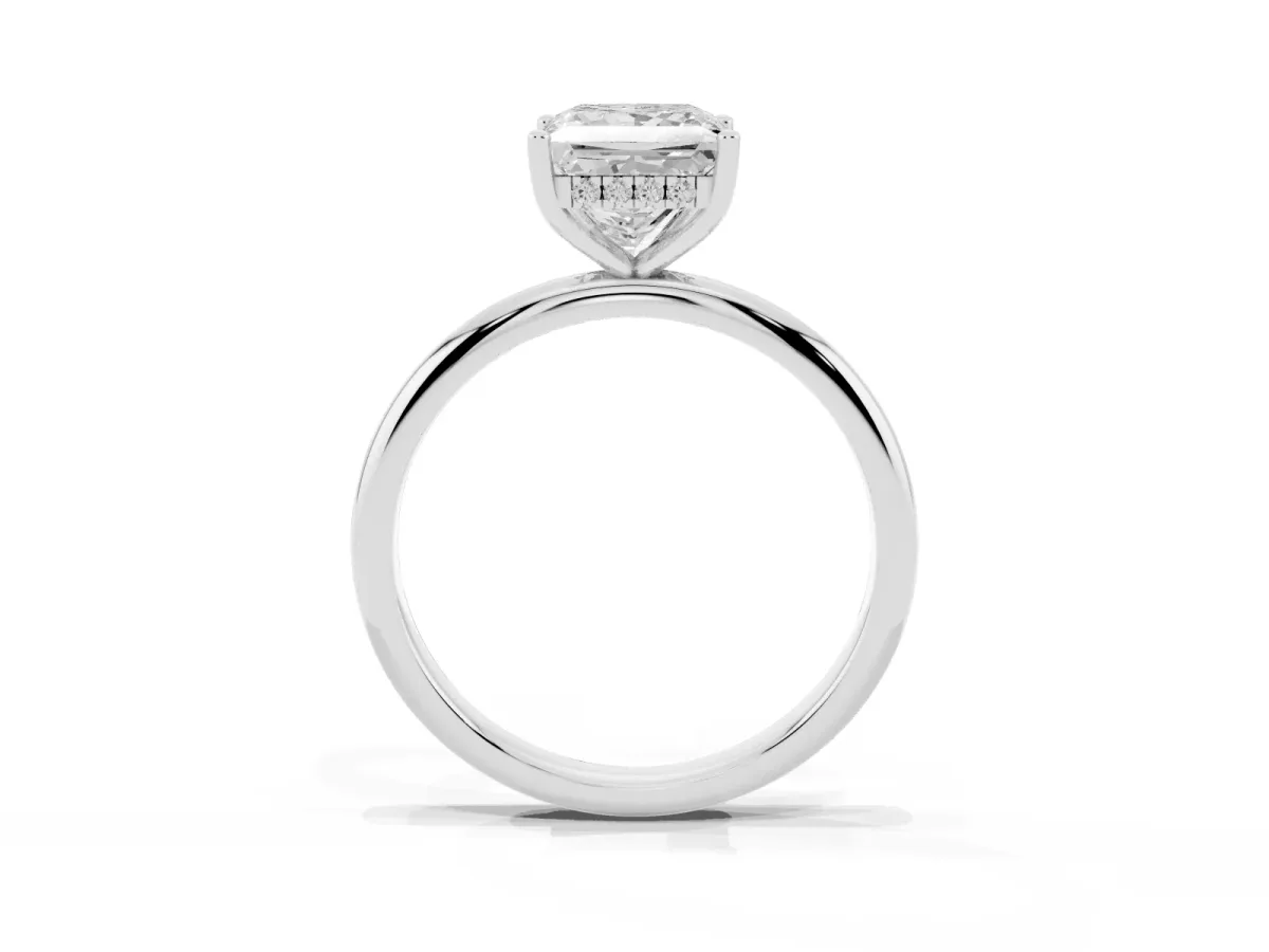 Princess Cut Cut Solitaire Engagement Ring with Four-Prong Setting and Classic Band Platinum