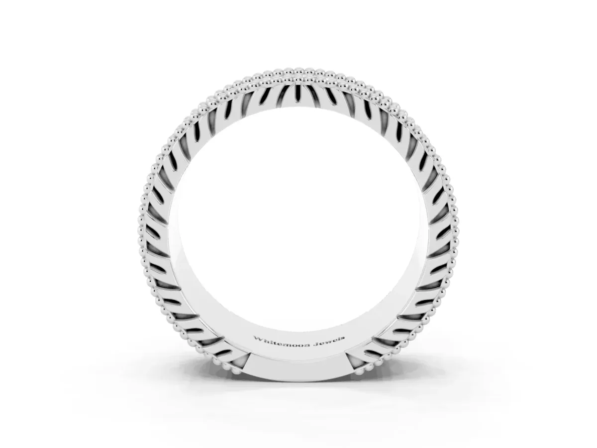 Round Cut Diamond Pave Eternity Band with Bead Prong Setting Platinum