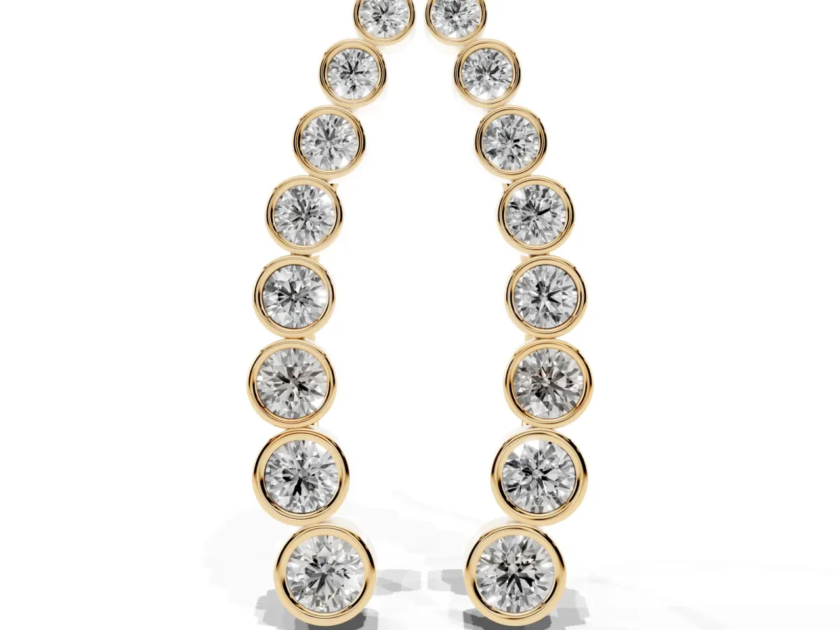 Bezel-Set Round Diamond Climber Earrings Yellow gold