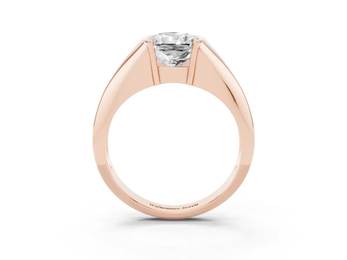 Radiant Cut Solitaire Tension Set Diamond Ring Rose gold