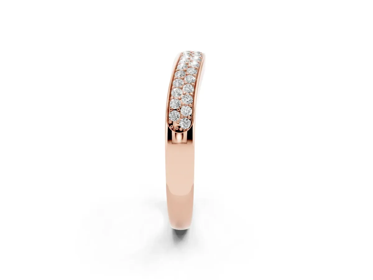 Pavé Round Diamond Contour Band Rose gold