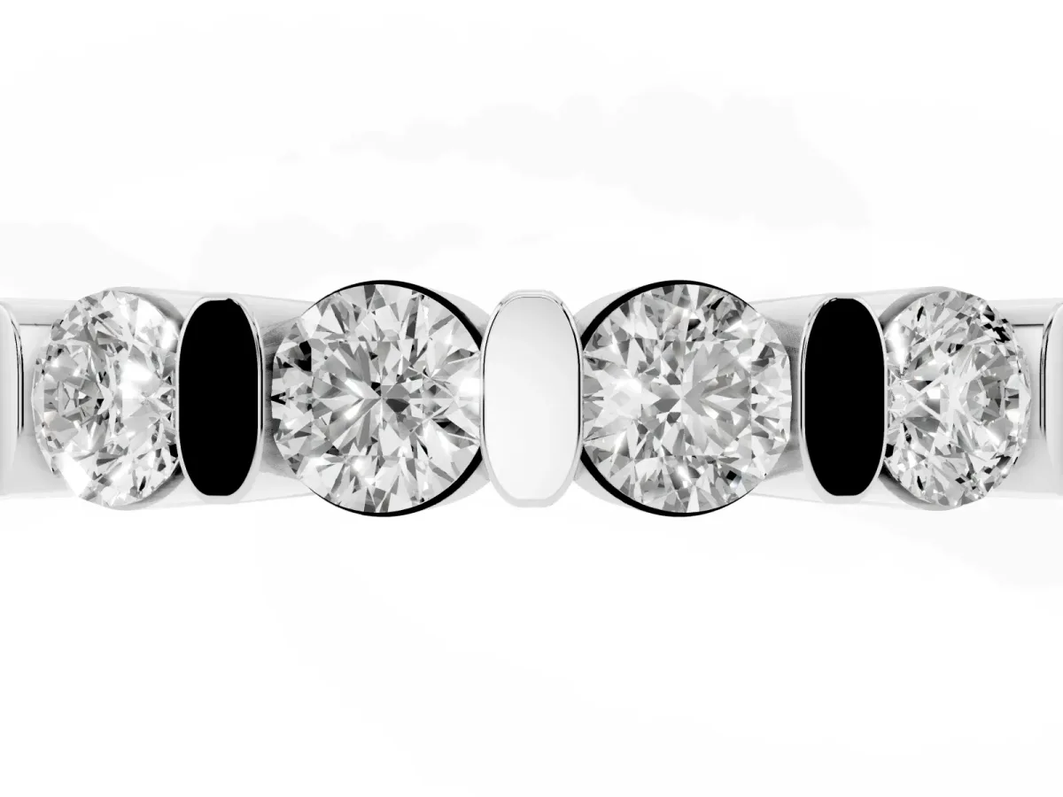 Channel Set Round Diamond Half Eternity Band Silver