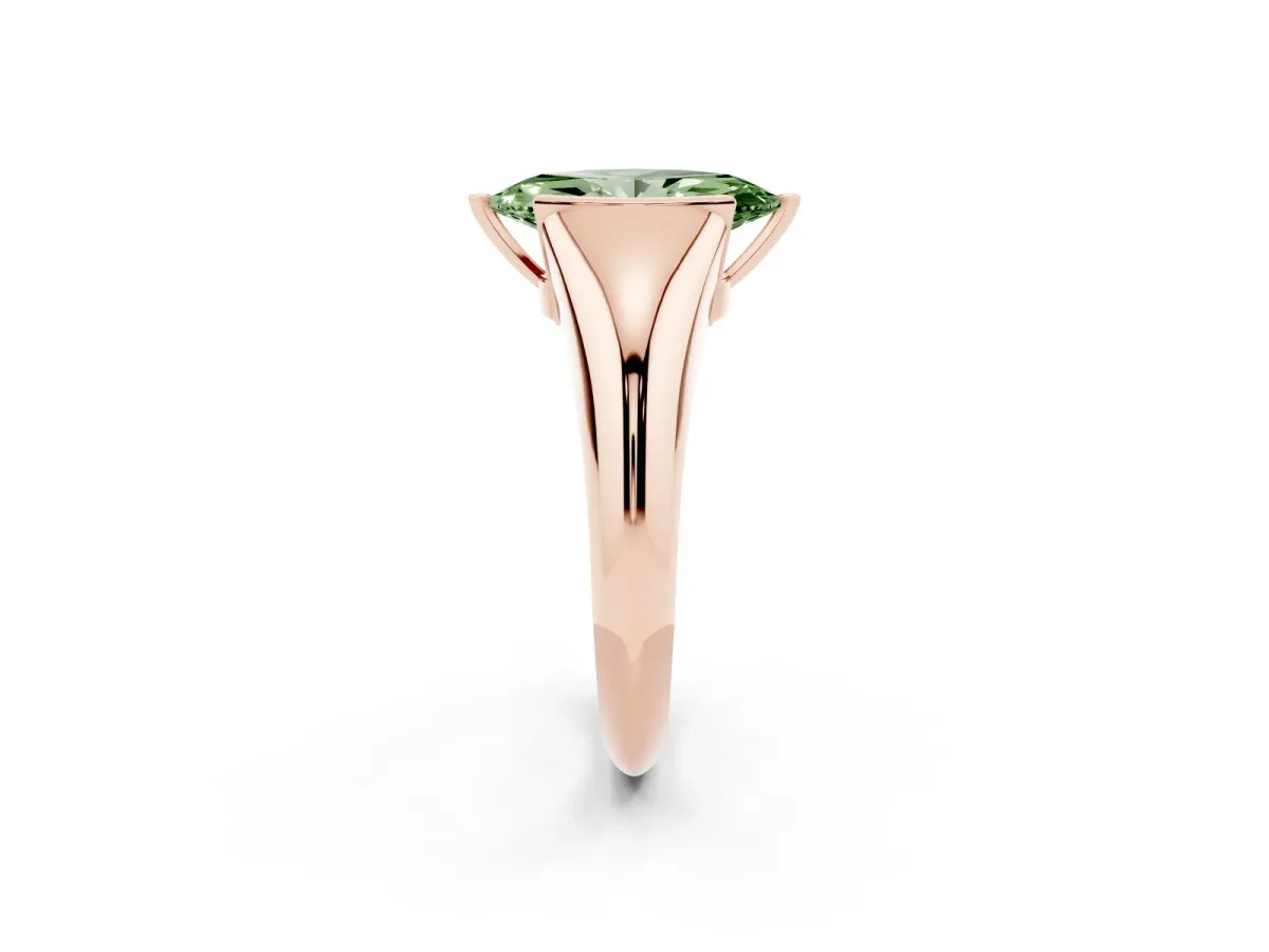 Fancy Green Marquise Cut Solitaire Tension Set Diamond Ring Rose gold