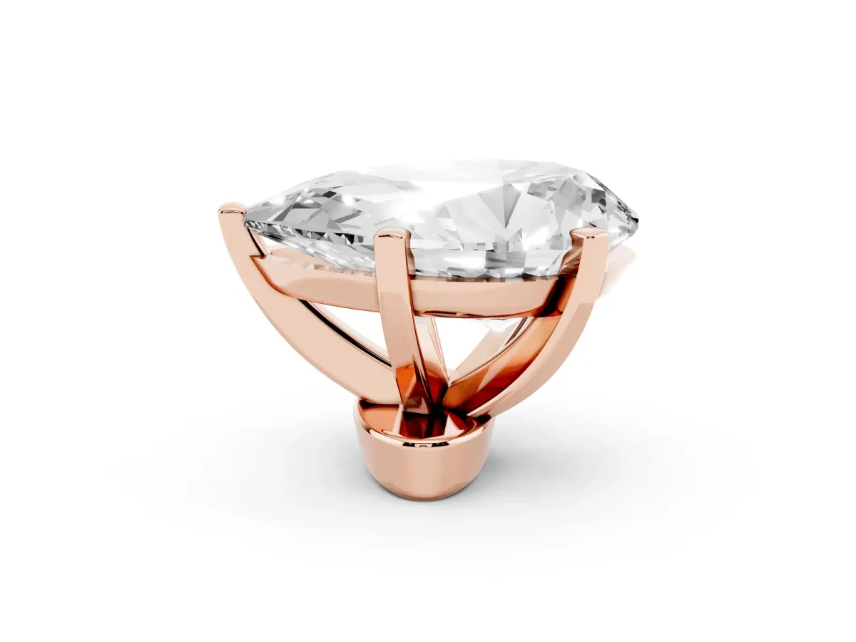 Pear Cut Diamond Solitaire Ring with Prong Setting and Classic Band Rose gold