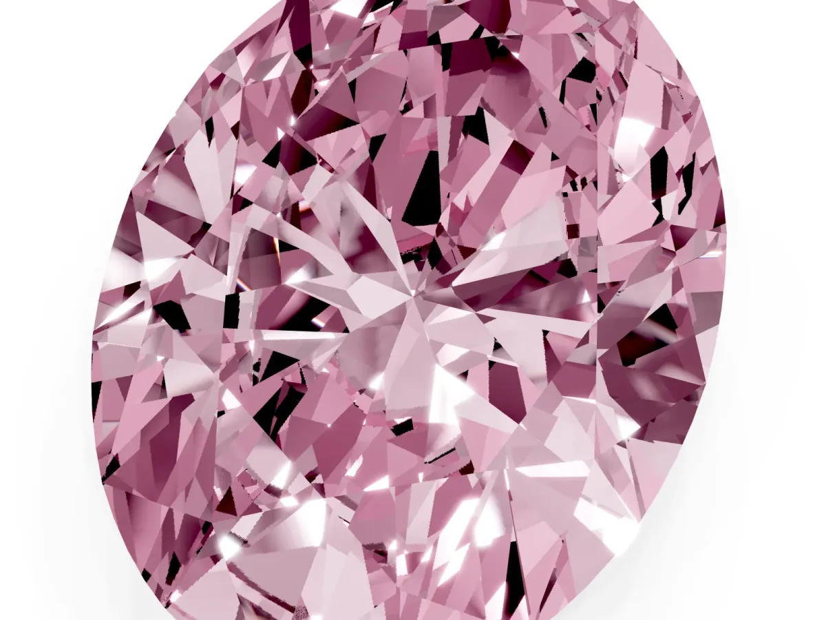 Fancy Pink Oval Cut Diamond Solitaire Ring with Prong Setting and Pavé Band Rose gold