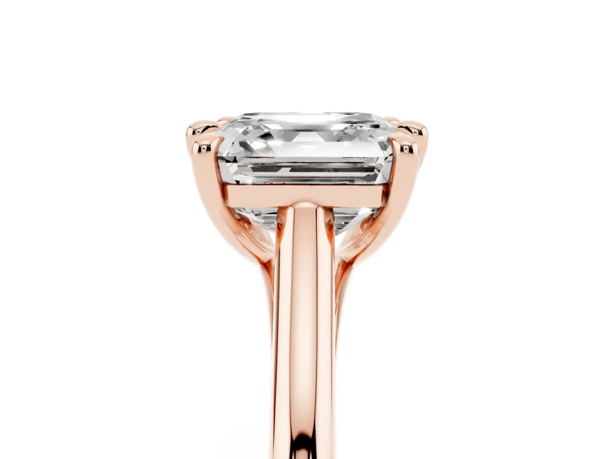 Asscher Cut Solitaire Engagement Ring with Six-Prong Setting and Classic Band Rose gold
