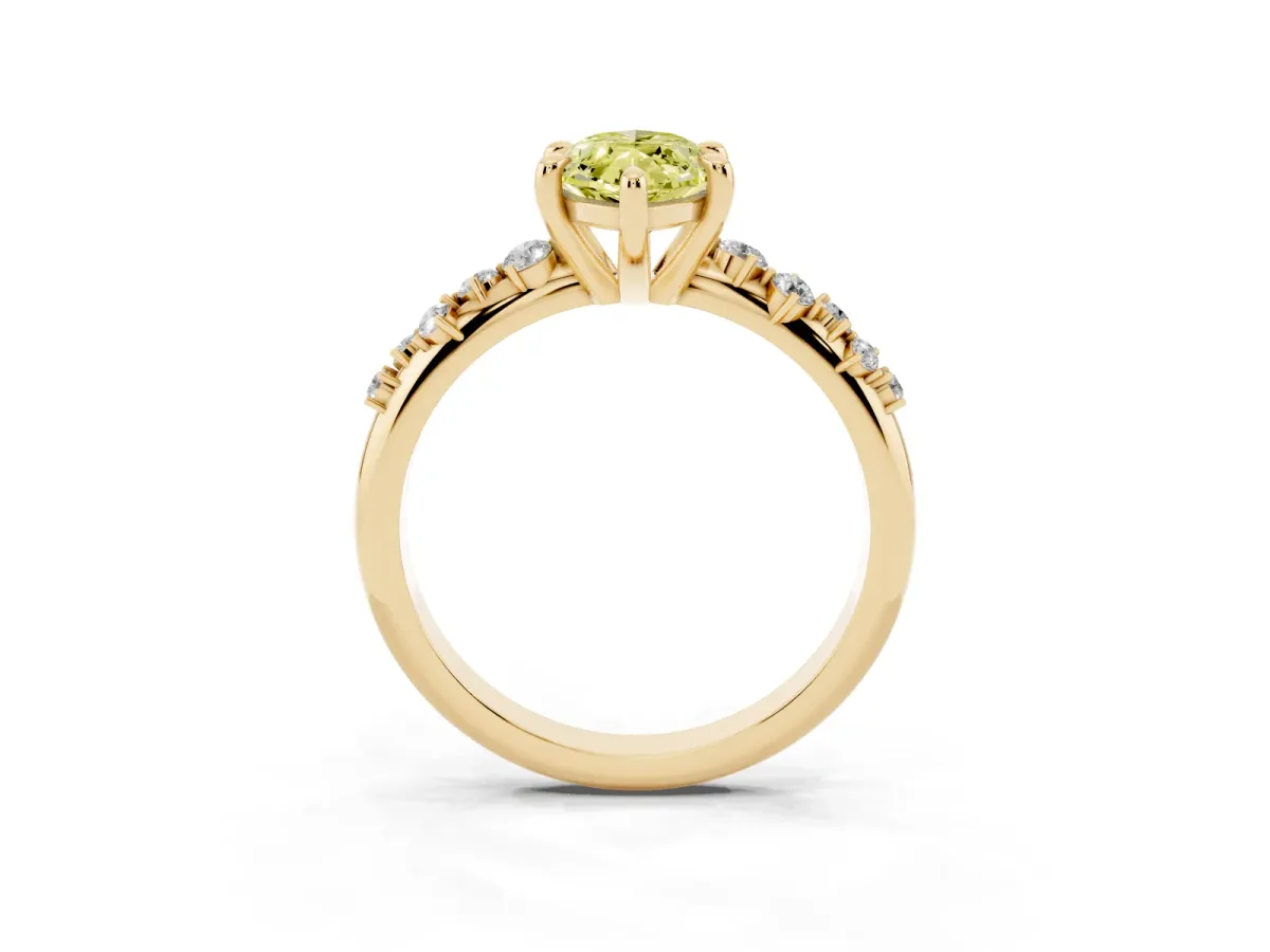 Fancy Yellow Marquise Cut Cut Diamond Vine Band with Four-Prong Setting Yellow gold