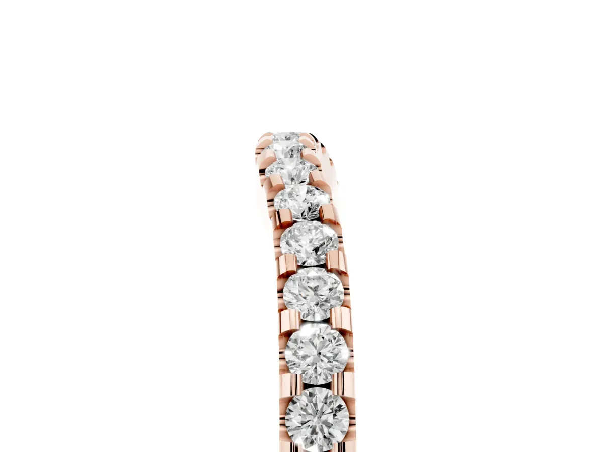 Round Diamond Pavé Curved Wedding Band Rose gold