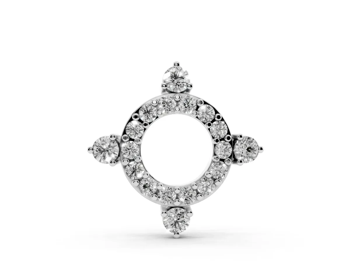 Round Diamond Halo Pendant with Four-Prong Setting White gold