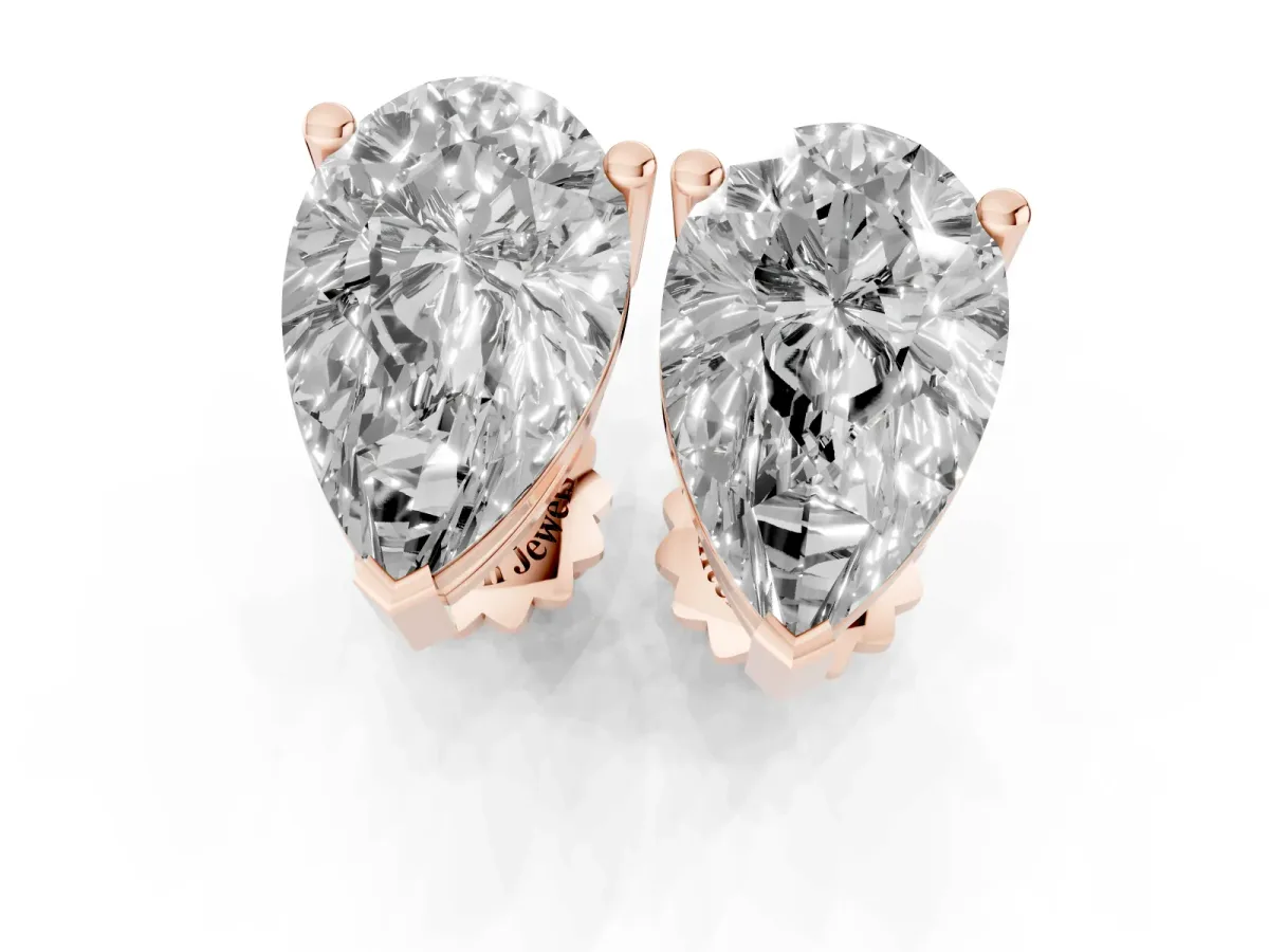 Pear Cut Diamond Stud Earrings Rose gold