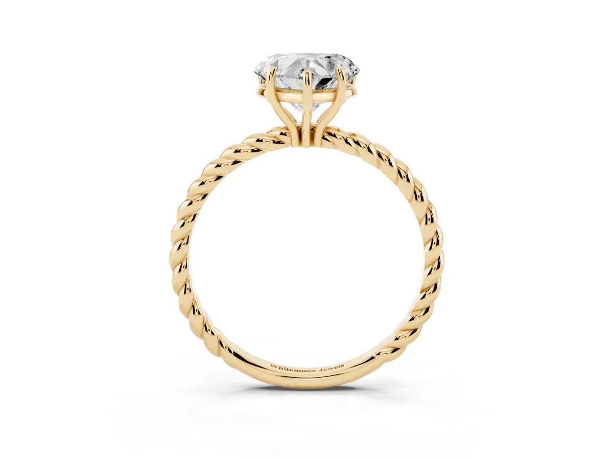 Heart Cut Solitaire Twisted Band 4-Prong Ring Yellow gold