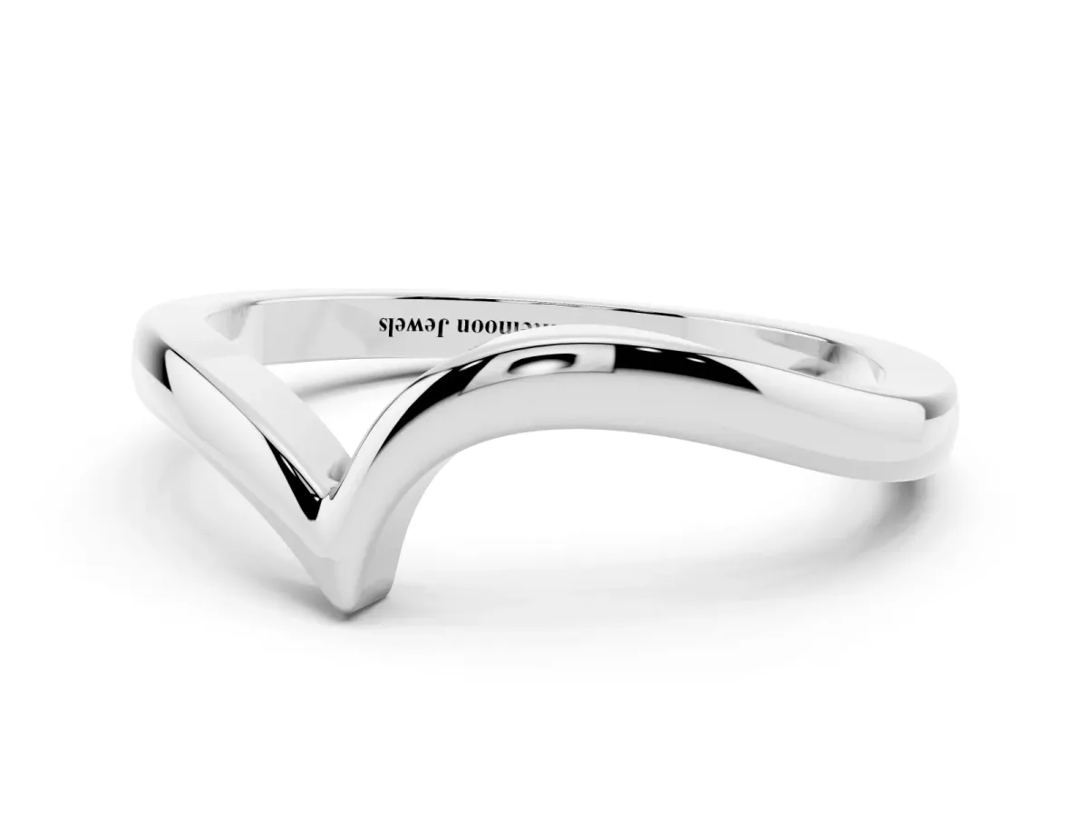 Chevron V-Shaped Contour Band Silver