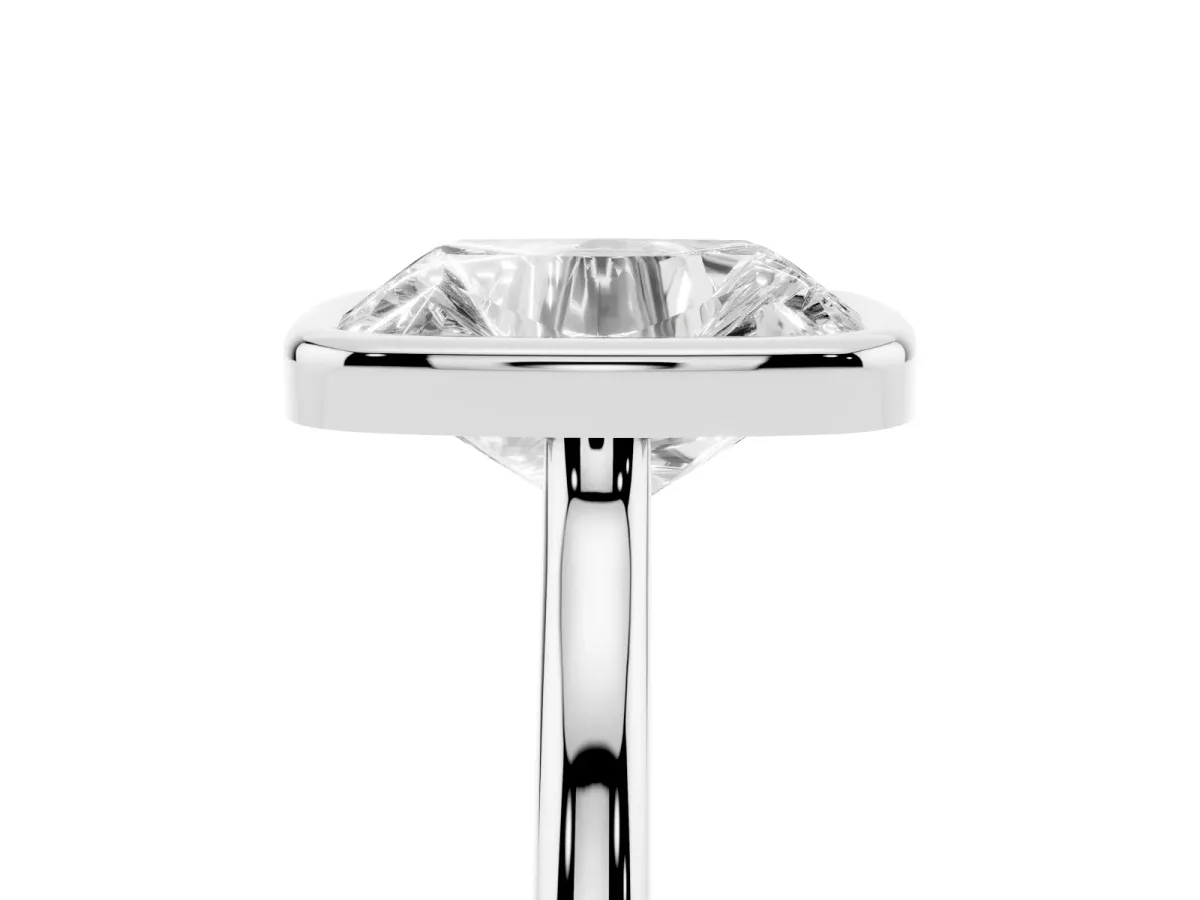 Old Mine Elongated Cushion Diamond Bezel Set Ring Silver