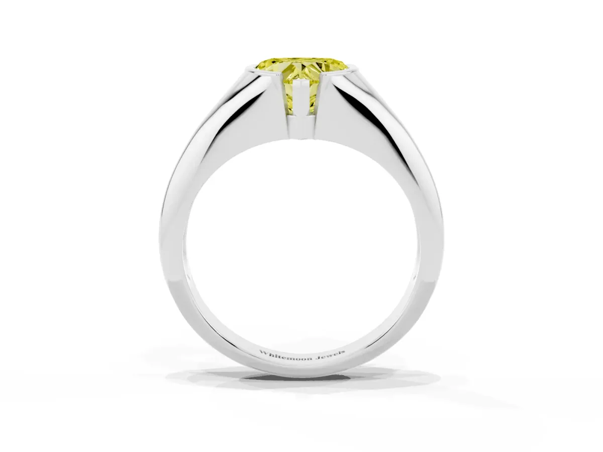Fancy Yellow Heart Cut Solitaire Tension Set Diamond Ring Silver
