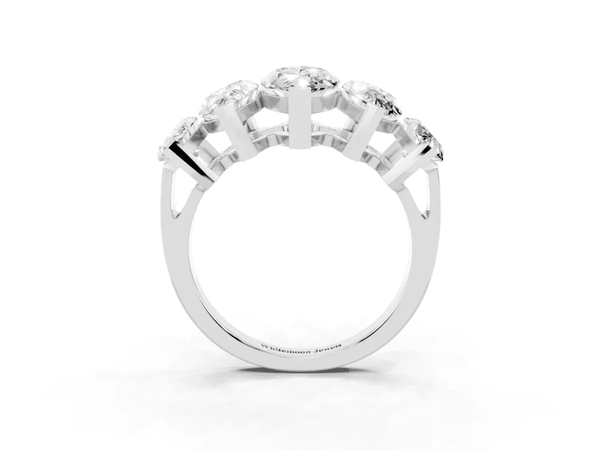 Five-Stone Marquise Diamond Prong Set Band White gold