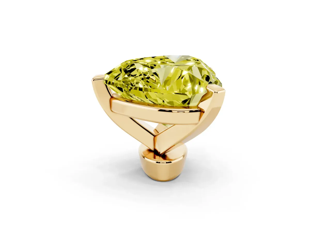 Fancy Yellow Heart Cut Diamond Solitaire Ring with Prong Setting and Classic Band Yellow gold