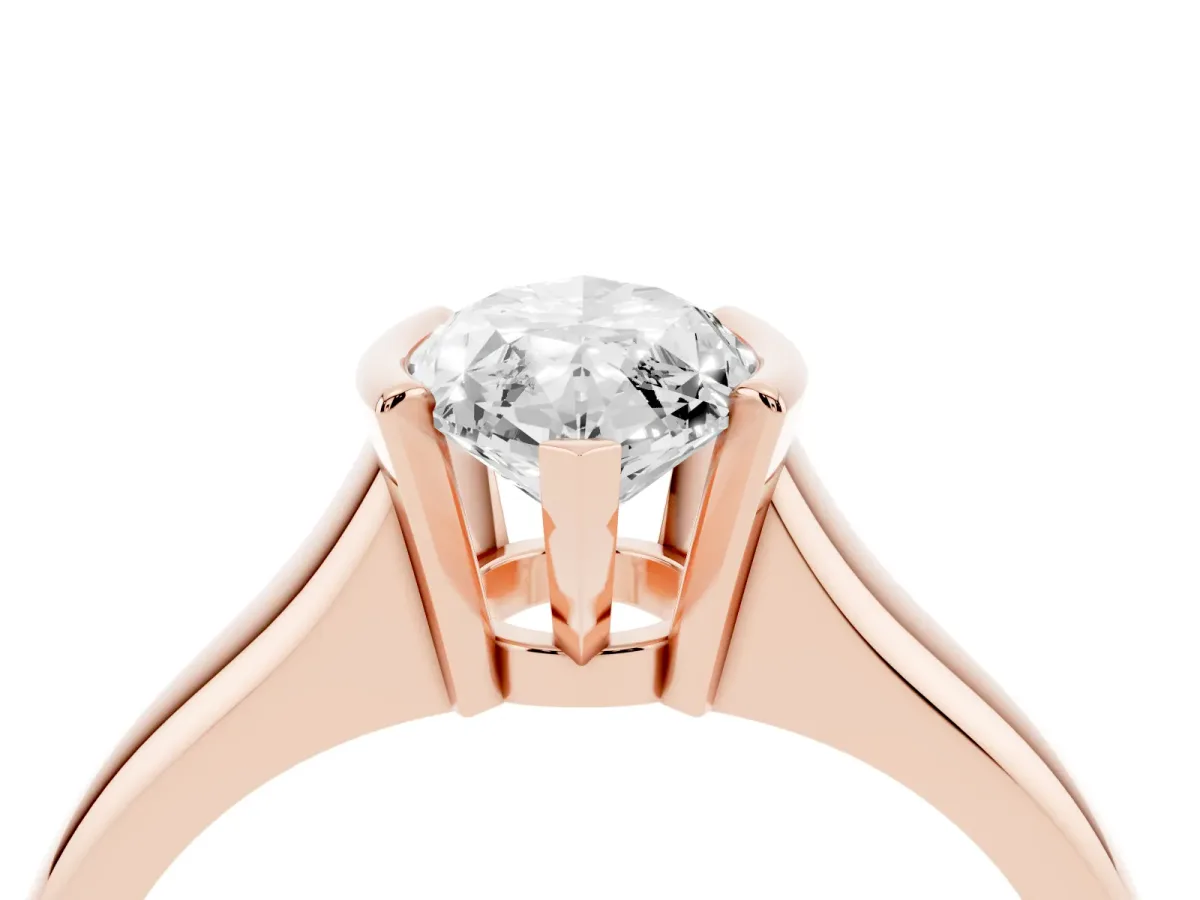 Marquise Cut Solitaire Tension Set Diamond Ring with Split Shank Band Rose gold