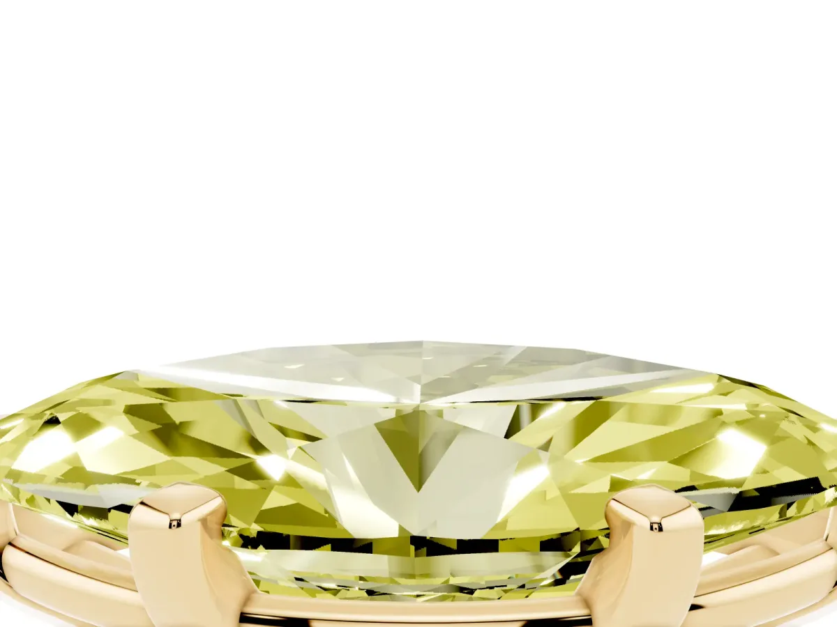 Fancy Yellow Marquise Cut Diamond Solitaire Ring with Prong Setting and Classic Band Yellow gold