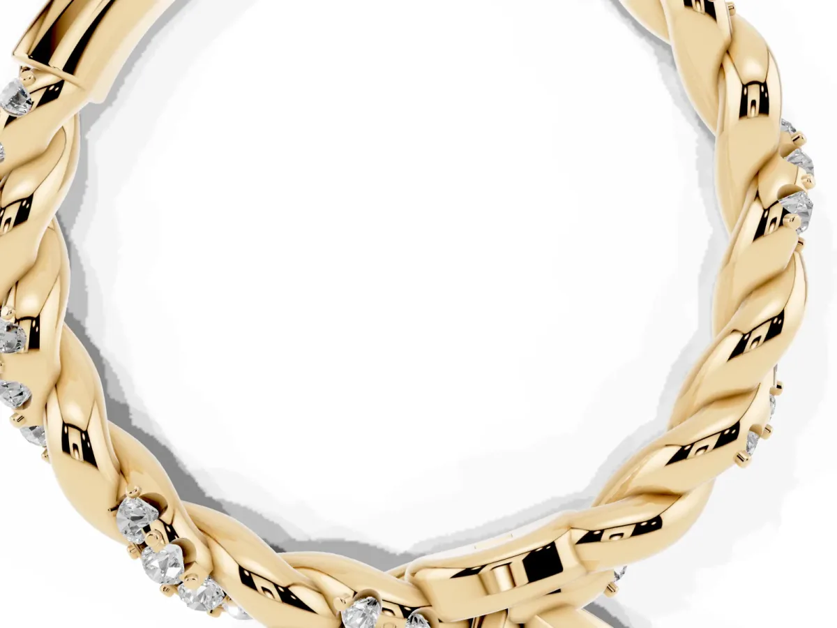 Fancy Pink Asscher Cut Diamond Solitaire Ring with Twisted Band and Pavé Accents Yellow gold