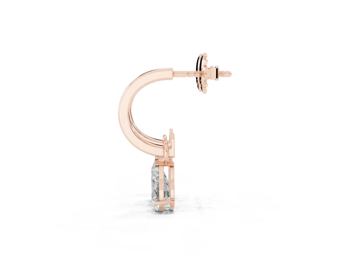 Pear Diamond Drop Earrings with Screw Back Rose gold
