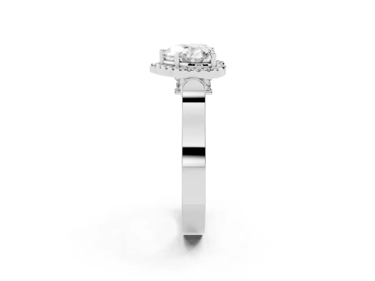Heart Cut Halo Pave Split Shank Prong Setting Ring Silver