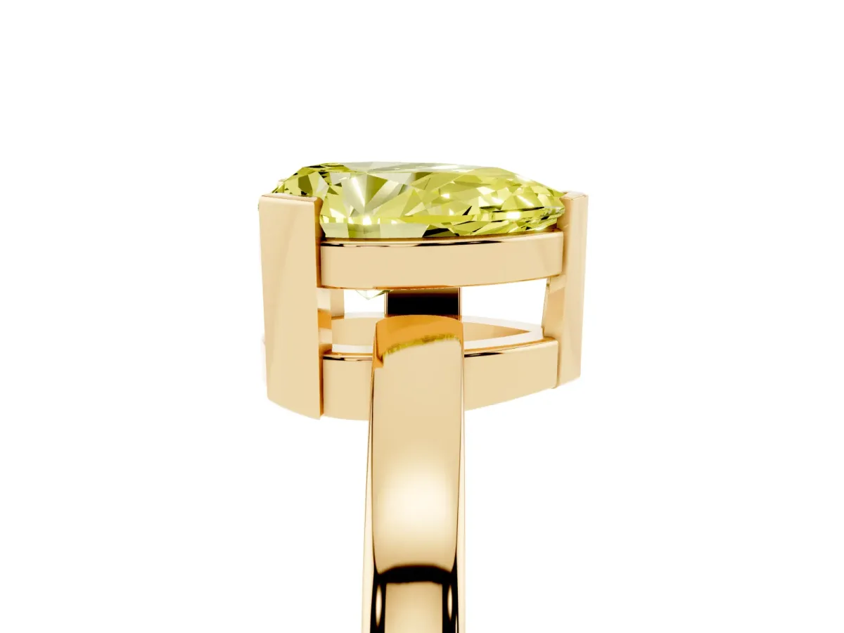Fancy Yellow Pear Cut Cut Solitaire Ring with Four-Prong Setting and Classic Band Yellow gold