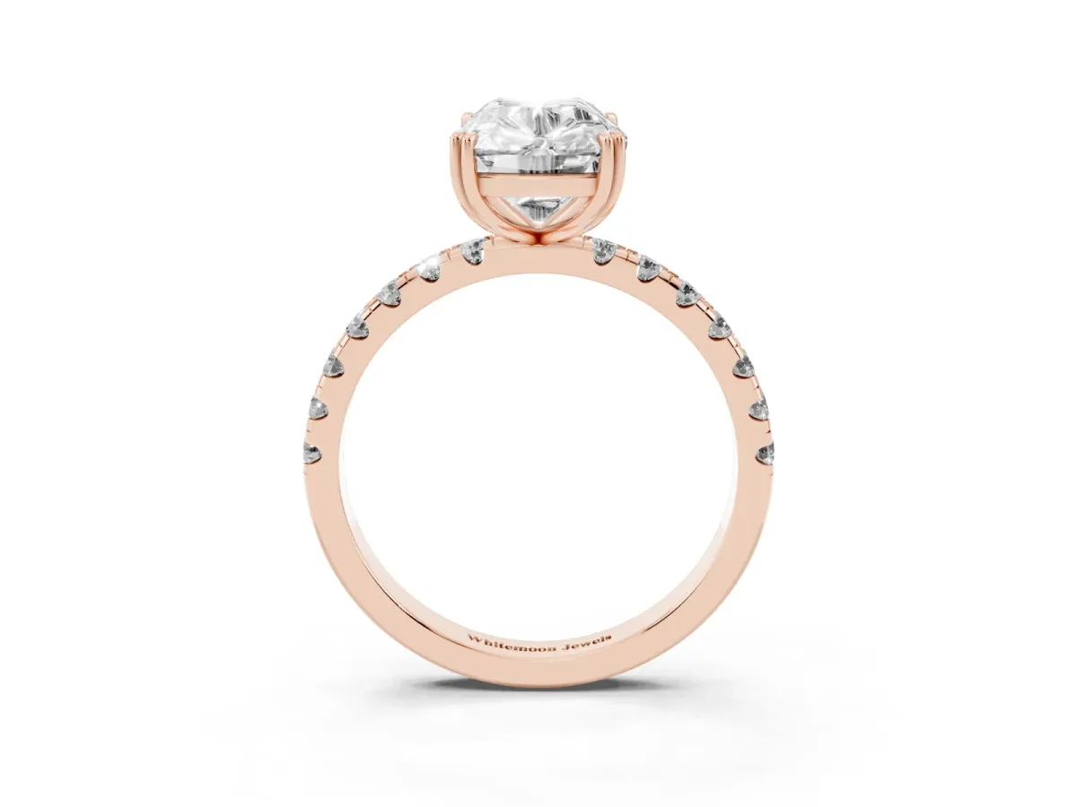 Old Mine Elongated Cushion Diamond Pave Band Ring Rose gold
