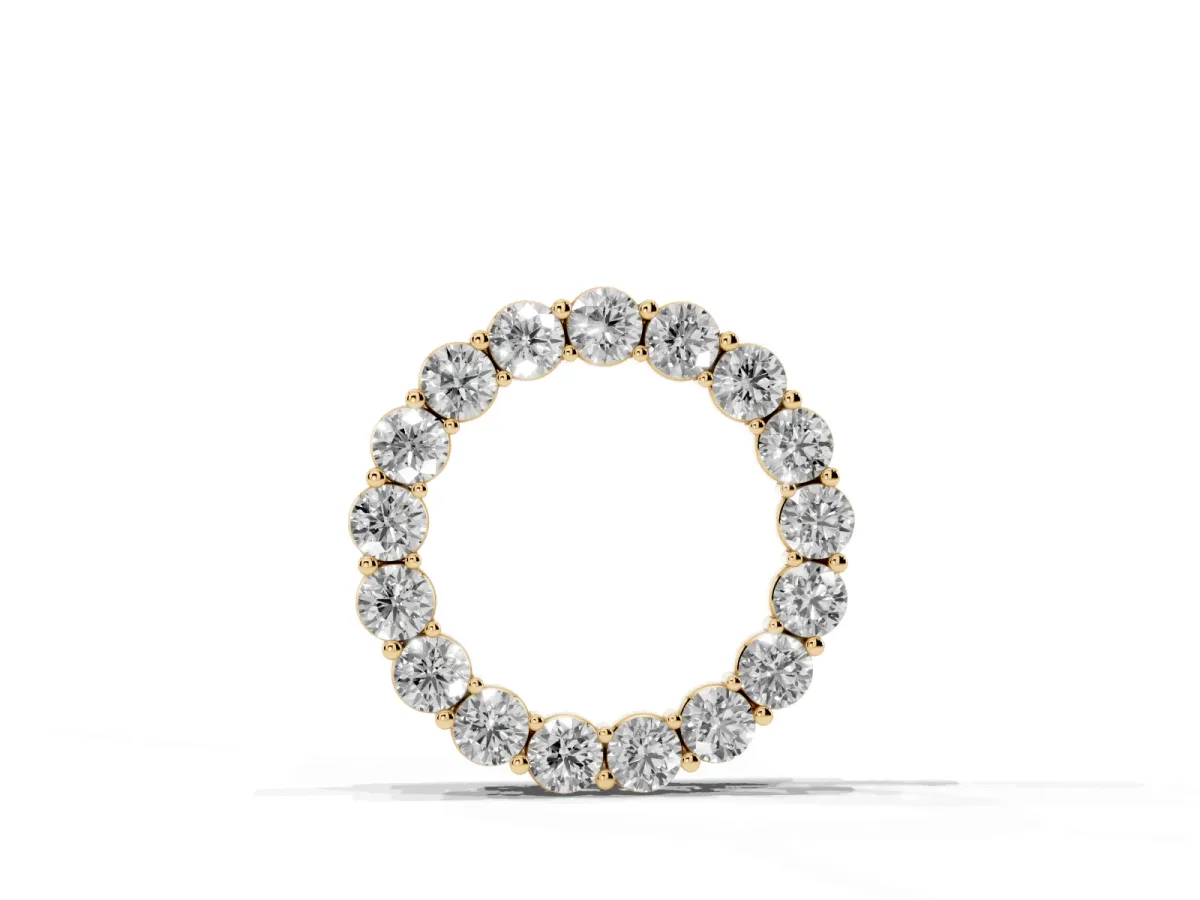 Round Diamond Circle Pendant with Prong Setting Yellow gold