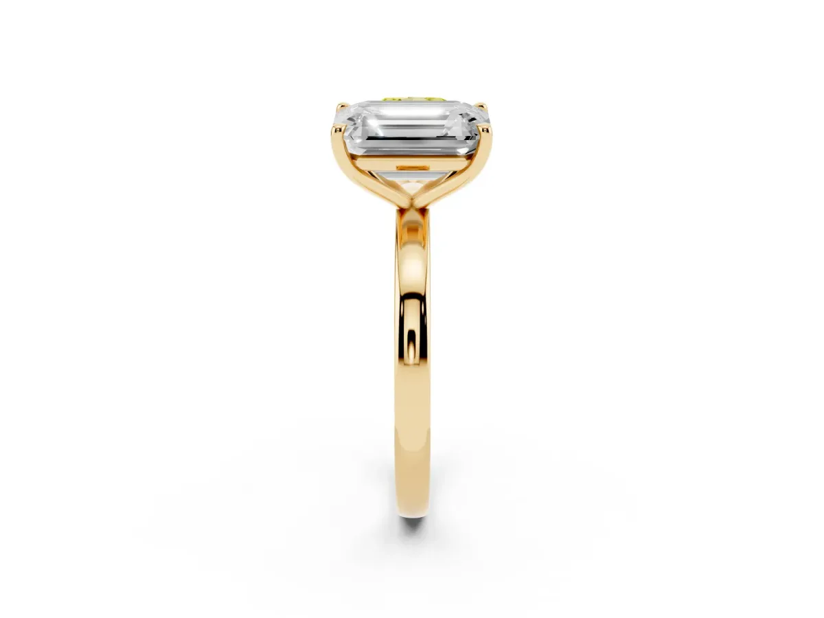 Fancy Yellow Cushion Cut and Emerald Cut Toi Moi Ring with Prong Setting Yellow gold