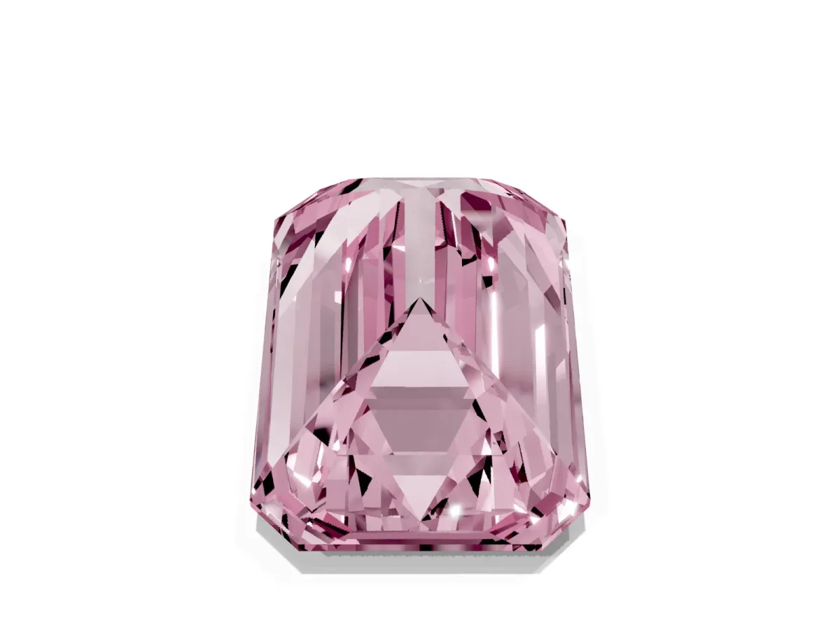 Fancy Pink Emerald Cut Cut Pave Band Milgrain Solitaire Ring Rose gold