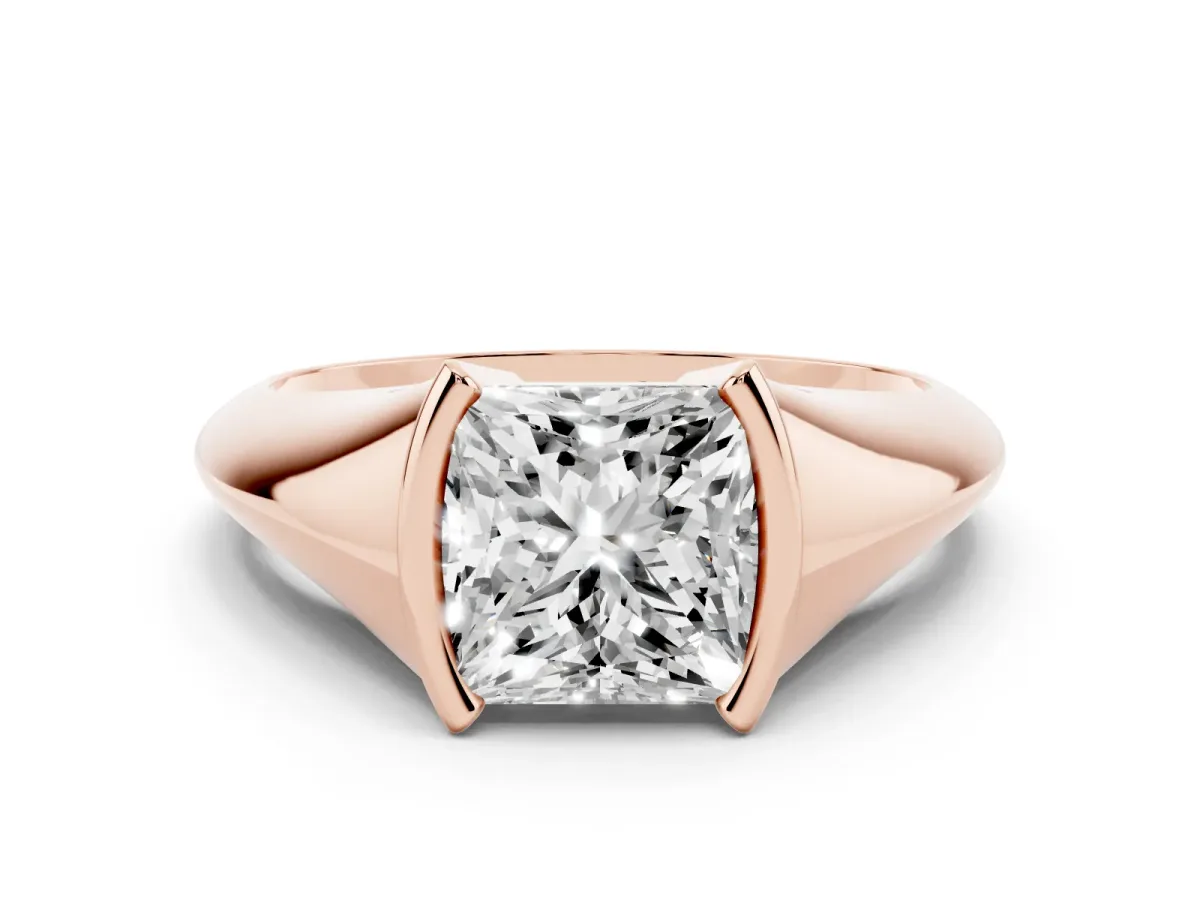 Princess Cut Solitaire Tension Set Diamond Ring Rose gold
