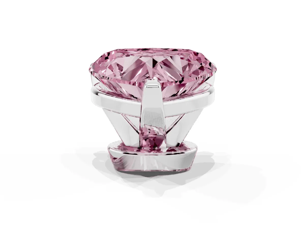 Fancy Pink Heart Cut Diamond Solitaire Ring with Prong Setting and Classic Band Silver