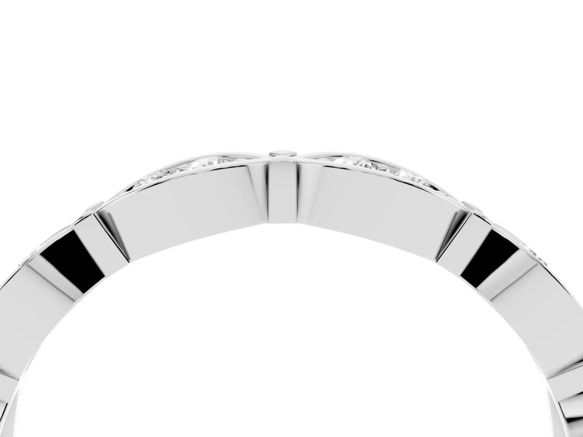 Marquise Diamond Bezel Set Eternity Band Silver