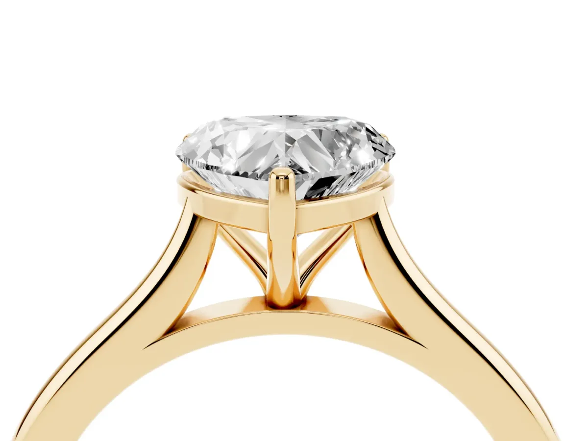 Heart Cut Cut Solitaire Ring with Cathedral Band and Four-Prong Setting Yellow gold