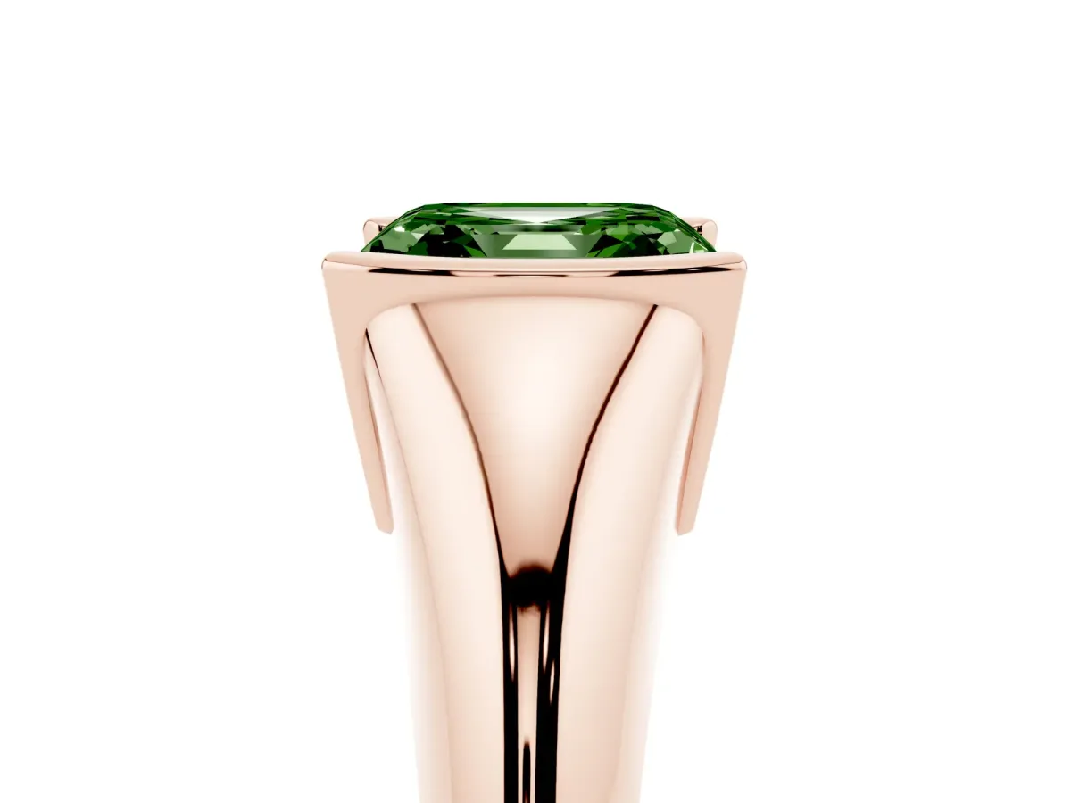 Fancy Green Asscher Cut Solitaire Tension Set Diamond Ring Rose gold