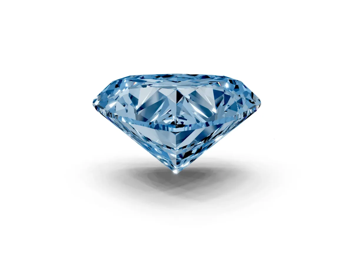Fancy Blue Heart Cut Cut Double Halo Diamond Engagement Ring with Pave Band and Four-Prong Setting White gold