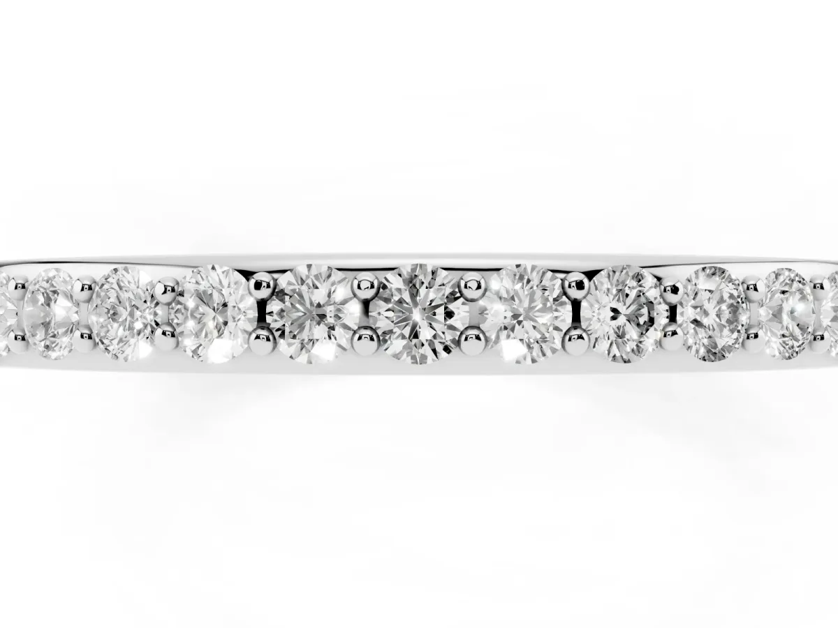 Pavé Round Diamond Eternity Band with Shared Prong Setting Silver
